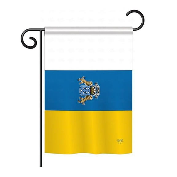 Breeze Decor BD-CY-GS-108375-IP-BO-D-US15-BD 13 x 18.5 in. Canary Islands Flags of the World Nationality Impressions Decorative Vertical Double Sided Garden Flag Set with Banner Pole