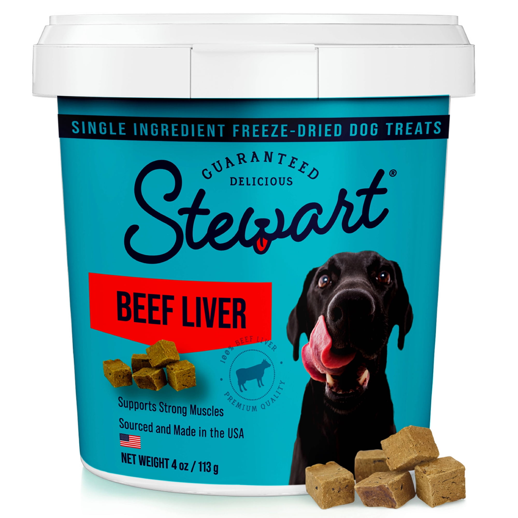 Stewart Freeze-Dried Raw Beef Liver Training Treats or Meal Topper for Dogs, 4 oz Tub