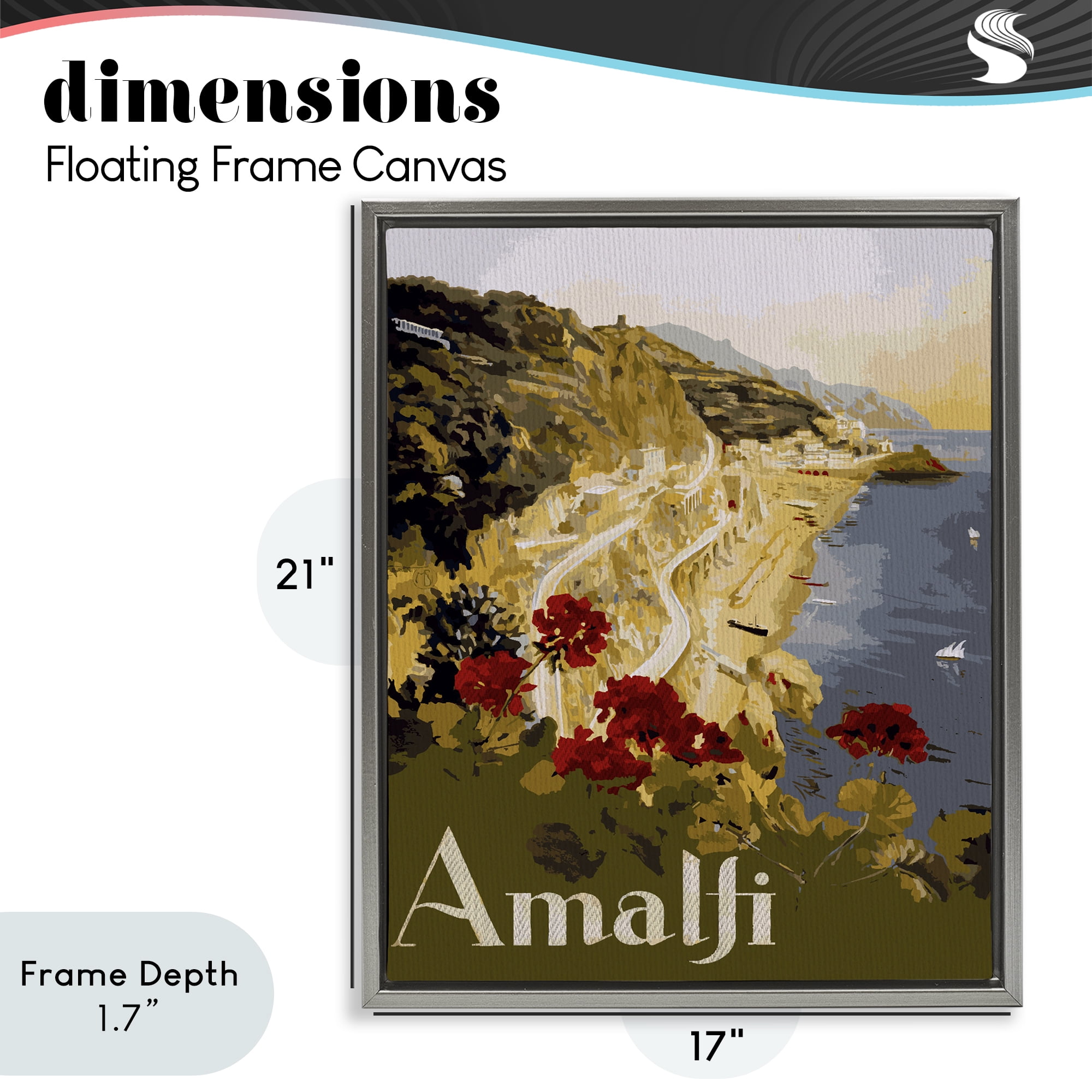 Stupell Industries Picturesque Amalfi Coast Gray Framed Floater Canvas Wall Art, design by Lil' Rue