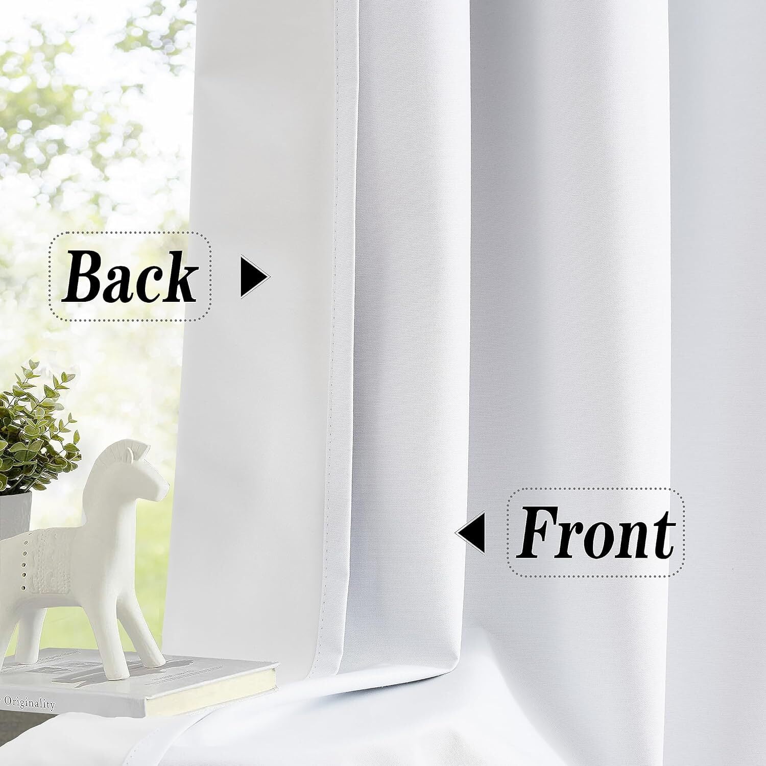 Exultantex Total White Blackout Curtain 2 Panels 63 Inch Length for Bedroom, Room Darkening Solid Linen Window Drapes for Living Room,Grommet Top