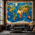thumbnail image 6 of World Map with Sailboats and Compass Rose, Adventurous Watercolor for Travel Lovers, Map Wall Art, Graduation Gift, Tapestry Wall Hanging for Study Room and Office, 6 of 7