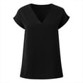 thumbnail image 4 of Tops for Women Trendy Rayon Women Shirts Shirts for Older Girl Casual Top V Neck T Long Sleeve Light T Fashion Long Sleeve Top Womens Button down Shirt Full Skirt V Neck Black L, 4 of 5