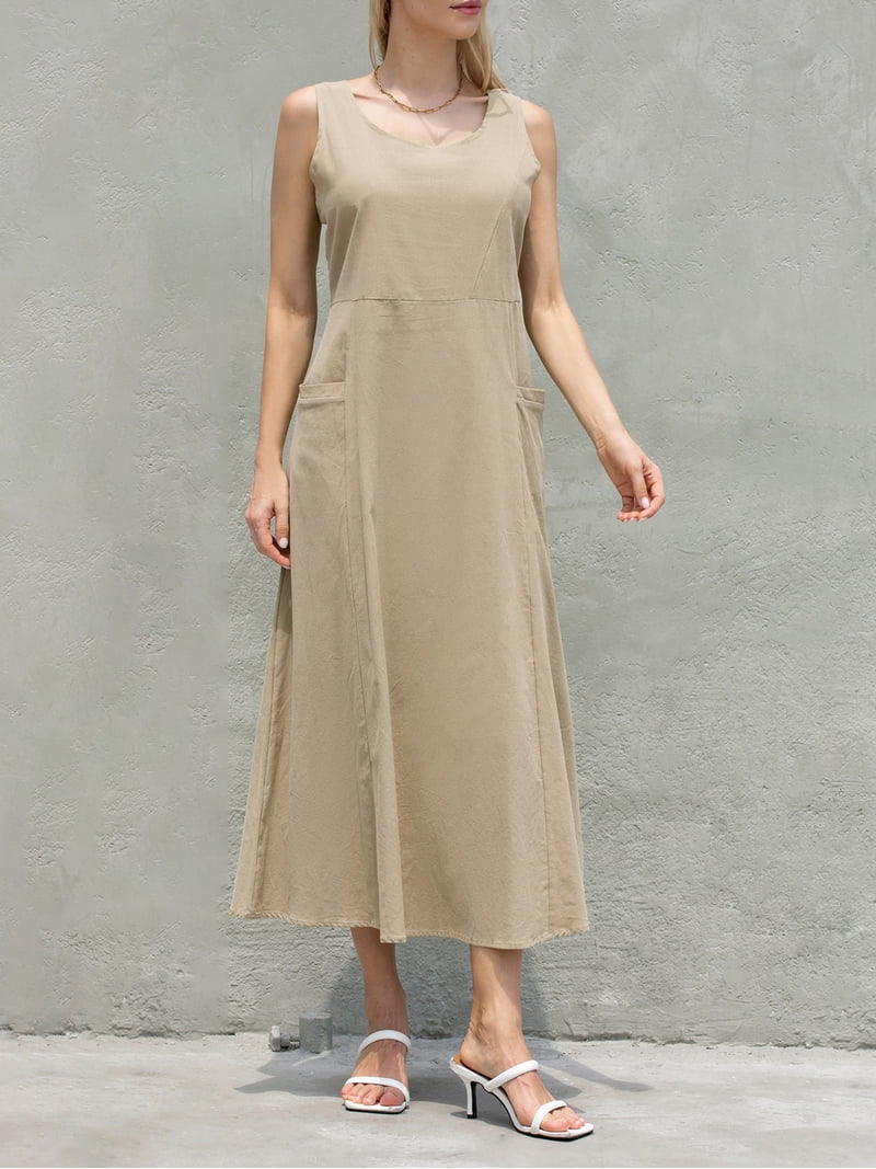 Arvbitana Women's Summer Midi Dresses Solid Color Cap Sleeve Cowl Neck Loose Casual Dress Elegant A-line Dress with Pockets for Party - Walmart.com Arvbitana Women's Summer Midi Dresses Solid Color Cap Sleeve Cowl Neck Loose Casual Dress Elegant A-line Dress with Pockets for Party - Walmart.com