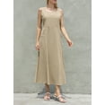 thumbnail image 6 of Franhais Women Midi Dress Solid Color A-line Casual Long Dress With Pockets, 6 of 9
