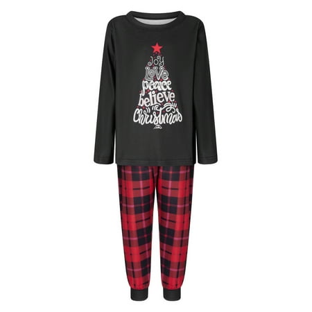 

Christmas Pajamas for Family Funny Letter Print Long Sleeve Tops+Pants