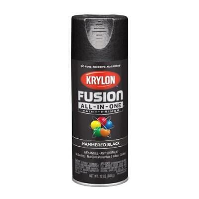 Krylon Fusion All-In-One Hammered Black Paint   Primer Spray Paint 12 oz (Pack of 6).