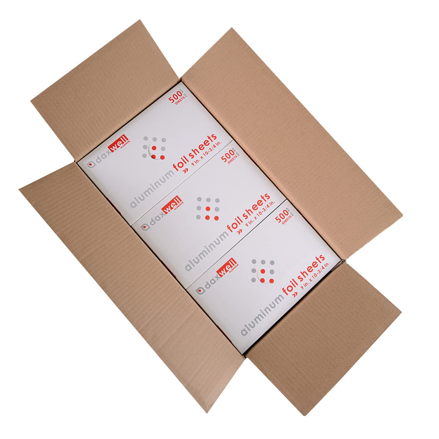 Daxwell Aluminum Foil Sheets, Interfolded, 9" x 10.75", J10002315 (Case of 3,000; 6 Boxes of 500), Silver