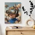 thumbnail image 6 of VR Fantasy Floating Retro City Train Scene Printed Canvas Wall Art (Hidden Wooden Frame) - Cyber Fantasy Decor for Living Room, Study & Gaming Area, 6 of 8