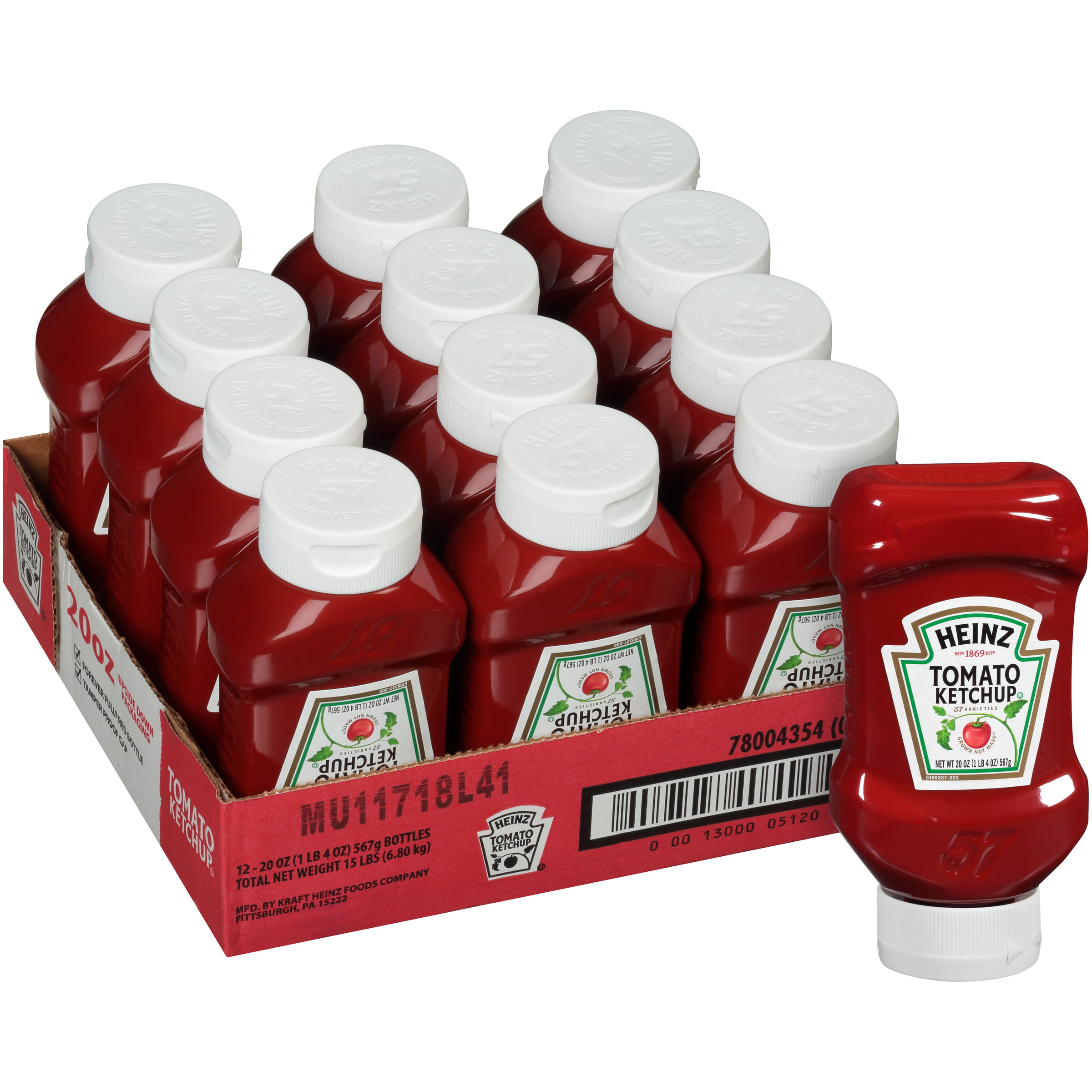 Heinz Ketchup FOREVER FULL Inverted Bottle, 20 oz. (Pack of 12 ...