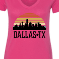 thumbnail image 4 of Inktastic Dallas Texas Skyline Vintage Women's V-Neck T-Shirt, 4 of 5