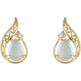thumbnail image 2 of 14k Yellow Gold Opal and .03 Carat Diamond Earrings Stud Earring for Women - 1.7 Grams, 2 of 2