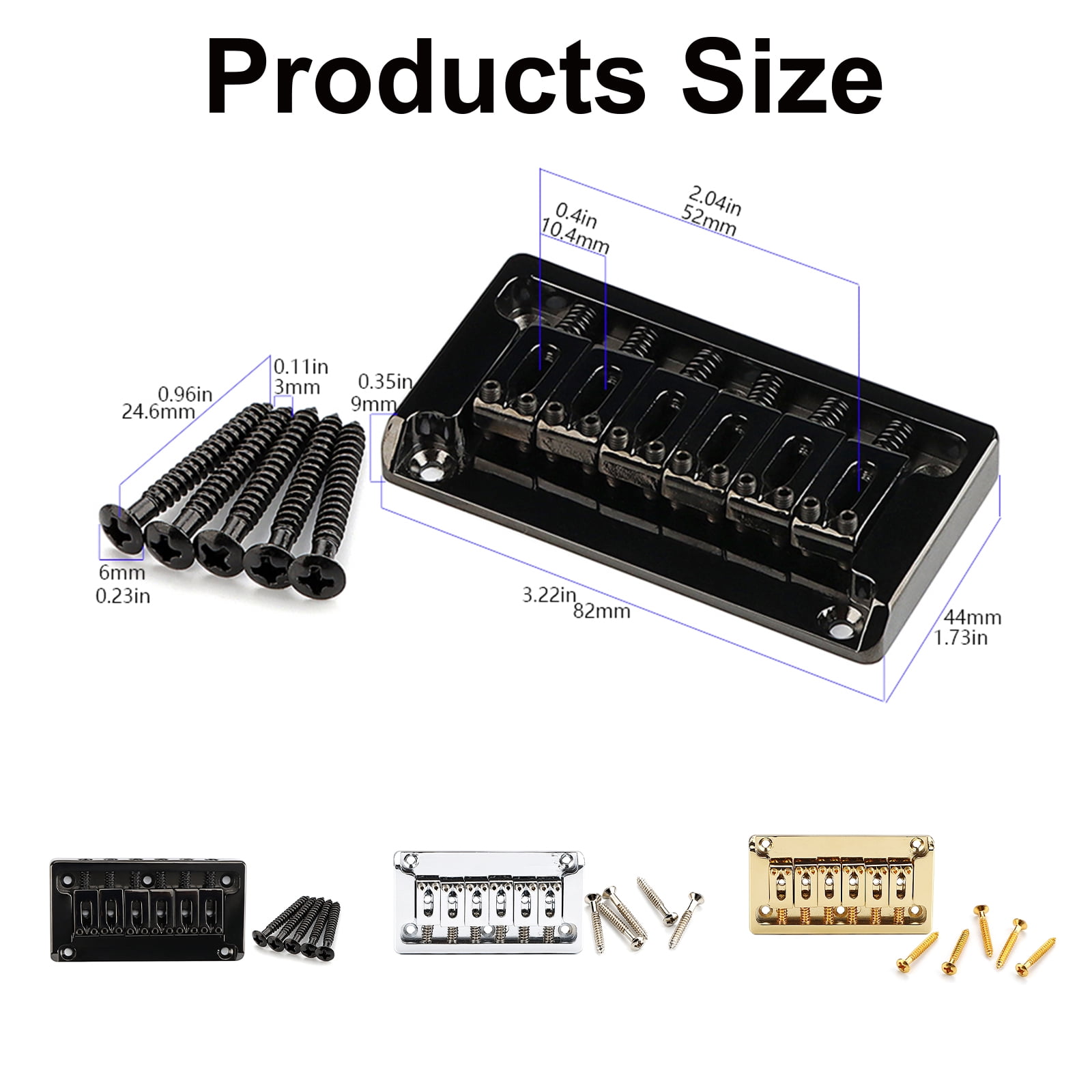 6 String Fixed Saddles Guitar Bridge Top Load Tailpiece with Mounting Screws for Electric Guitar Parts Easy to Install