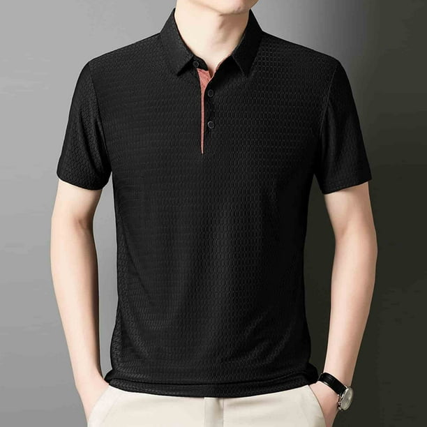 pstuiky Camisas de vestir de manga corta para hombre, Camisa de manga corta con cuello vuelto, holgada, informal, a la moda, de color liso para hombre camisas casuales para hombre xl