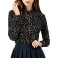 thumbnail image 1 of Unique Bargains Chemise à Manches Longues Imprimée pour Femmes avec Passepoil et Boutons, 1 of 7