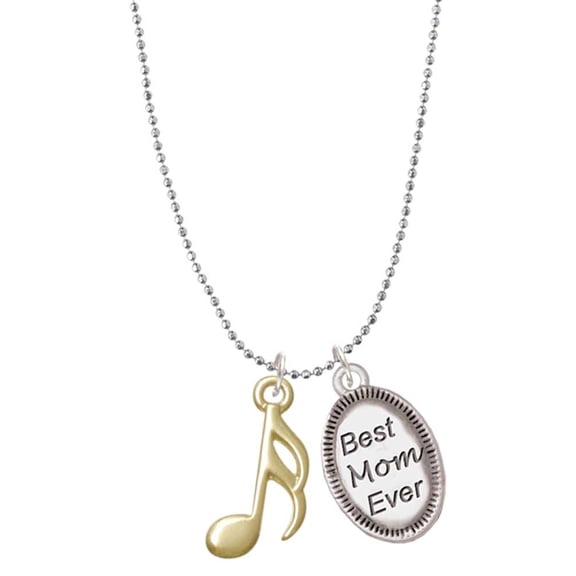 Delight Jewelry Goldtone Sixteenth Note Best Mom Ever Charm Necklace
