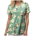 thumbnail image 3 of NIEWTR Women's V Neck Floral Print Scrub Tops Breathable Nursing Uniform Shirts with Pockets Wrinkle Resistant Fabric(Mint Green,XL), 3 of 3