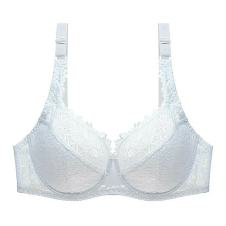 

PEASKJP Bras for Women Seamless Lace Comfort Padded T-Shirt Bra White 36