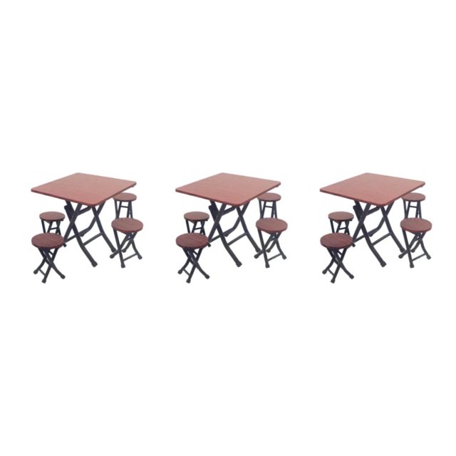 relayinert Portable Miniature Room Furniture Kit with Foldable Plastic Table Chair Set Type1 3Set