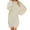Beige, variant on Ashirexll Dresses for Women Fall Casual Plus Size Medium Length Long Sleeve Round Neck Loose Plush Dress Pink XXL