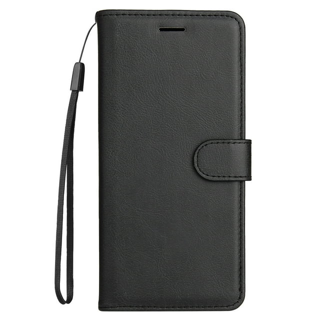 Compatible with iPhone X/XS Case Premium Leather Cover with Cash Card Slots Soft TPU Back Cover Magnetic Flip Leather Wallet Case - Black