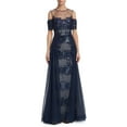 thumbnail image 1 of Teri Jon Sequin Lace Illusion Neck Cold Shoulder Evening Gown Dress, 1 of 3