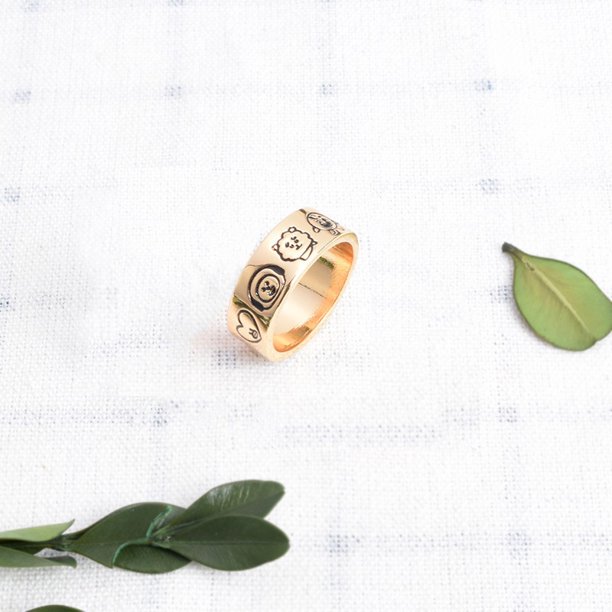 Anillo Bts Oficial Mismo Estilo Linda Joyería De Dos Colores Masculino Mujer Estudiante Pareja