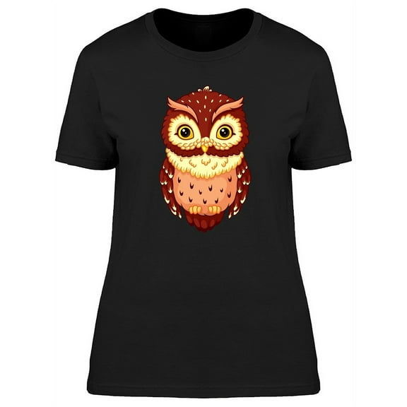Cute Autumn Owl Cartoon T-Shirt Women -Image by Shutterstock, Female x-Large