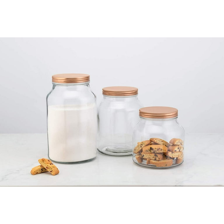Amici Home Easton Square Glass Canister -192 Ounce Large Food Storage  Container & Cookie Jar, Airtight Lids, Dishwasher Safe
