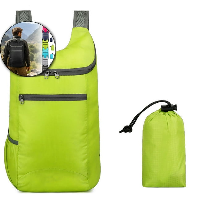 Dvruxg Sac à Dos de Randonnée pour Femmes Hommes Pliable Léger Compressible Sac de Jour de Voyage Imperméable Voyage Plein Air (Vert)