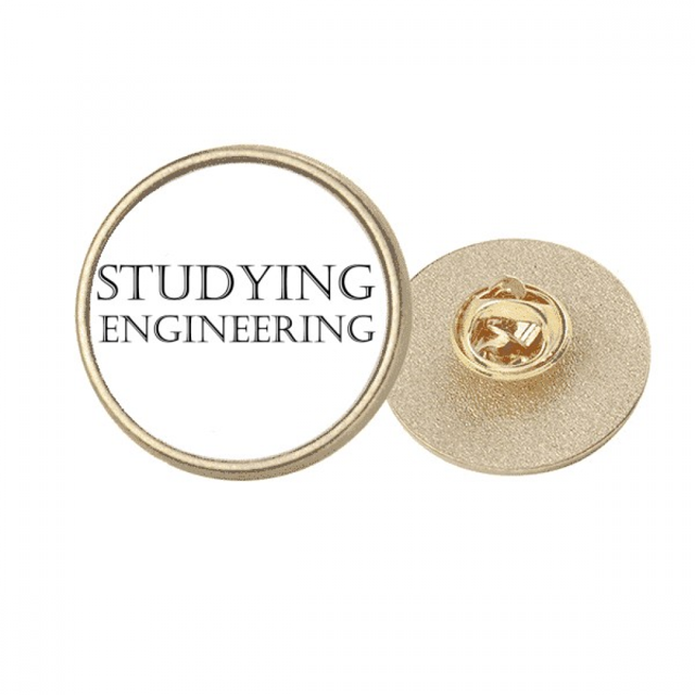 Frase corta de estudiar ingenieria Broche de oro metálico circular
