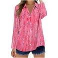 thumbnail image 4 of Fznquz Dressy Plus Size Women Blouses Oversized Button Down Pink Shirts Casual Fall Fashion, 4 of 6