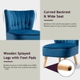 thumbnail image 6 of Giantex Set of 2 Armless Accent Chair, Wingback Velvet Sofa Chair w/Wood Legs & Thick Padded Seat, Upholstered Leisure Club Chair, Blue, 6 of 8