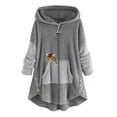 thumbnail image 2 of ICHUANYI Liquidación Mujer Tallas grandes Casual Bolsillos Alto Bajo Manga larga Abrigo con capucha Tops ICHUANYI WER2023082202275, 2 of 4