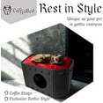 thumbnail image 2 of Gothic Cat Bed for Indoor Cats or Pets, Foldable as Halloween Cat House with Soft Cushion for Goth Cat, Gothic Cat House, Coffin Shape Cat Cave, Black and Red Color, 2 of 9
