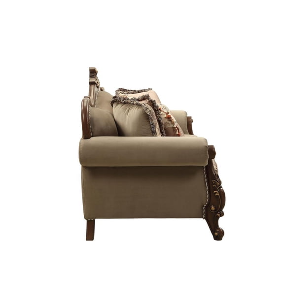 ACME Mehadi Rolled Arm Chair with 2 Pillows in Walnut