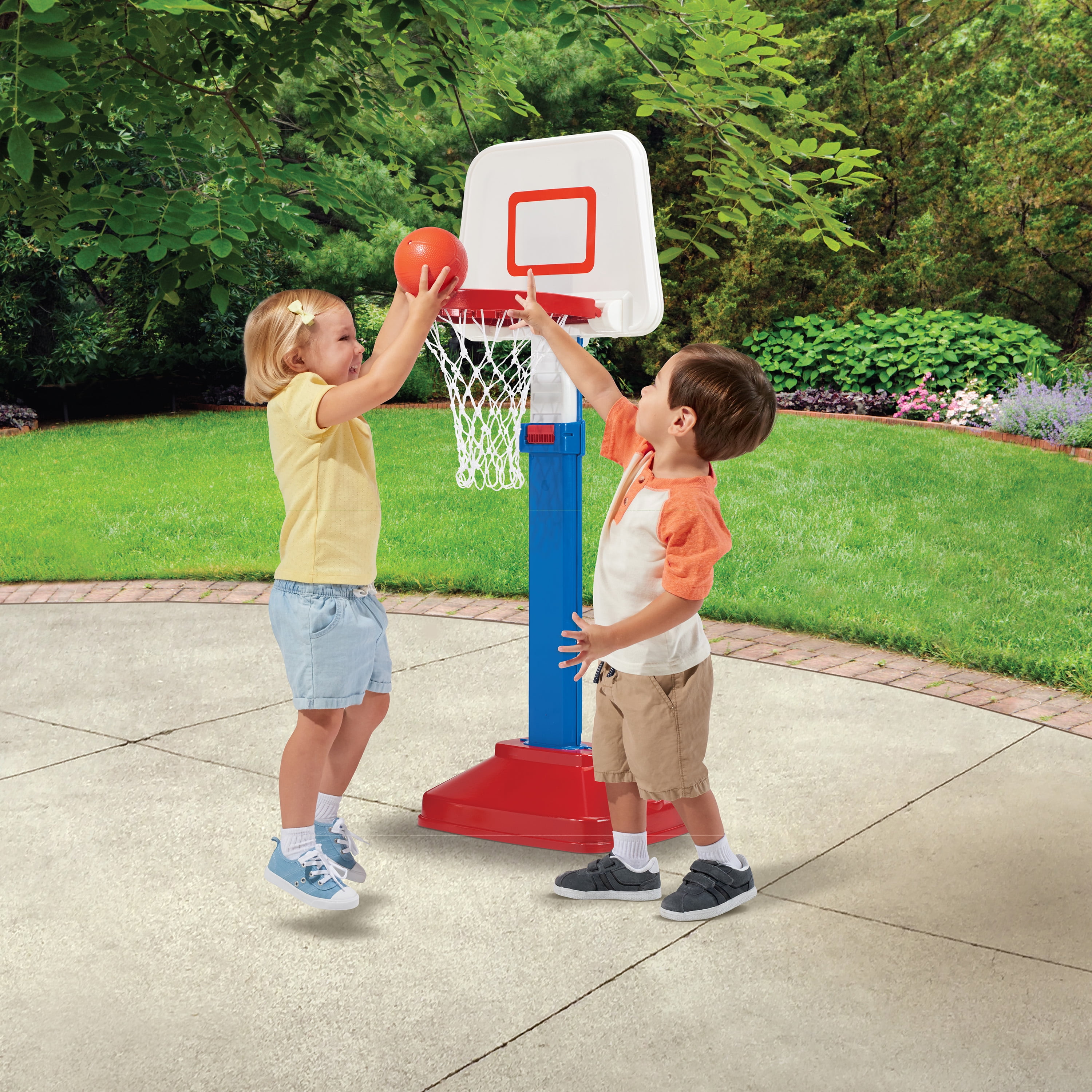 Play Day Adjustable Basketball Goal with Basketball, Basketball Hoop for Toddlers & Preschoolers