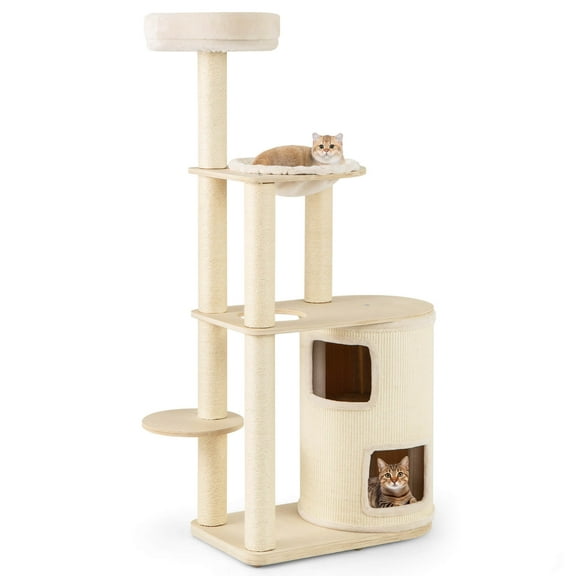 Infans Modern Cat Tree for Indoor Cats w/ 2-Story Condo Sisal Scratching Posts & Mat