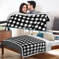 thumbnail image 2 of Buffalo Check Sherpa Blanket Throw Twin | Fuzzy White Black Checkered Flannel Fleece Blanket for Couch Bed | Fluffy Warm Cabin Plaid Plush Microfiber Blanket | 60x80, 2 of 6