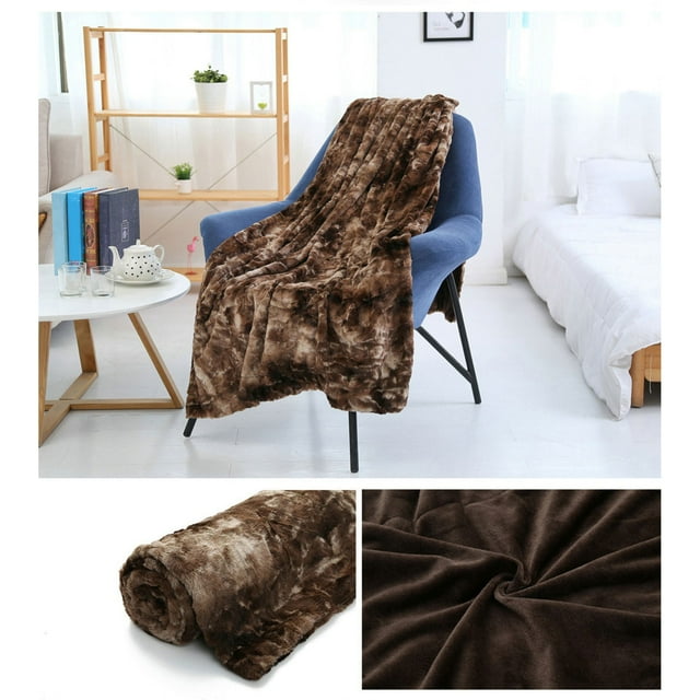 Birdeem 63*51.2Inch Warm Faux Weighted Blanke Soft Coral Fleece Double Sided Thick Throw Blankets Tie-Dyed Plush Conditioning Blanket for Sofa/Bed/Couch 63*51 In