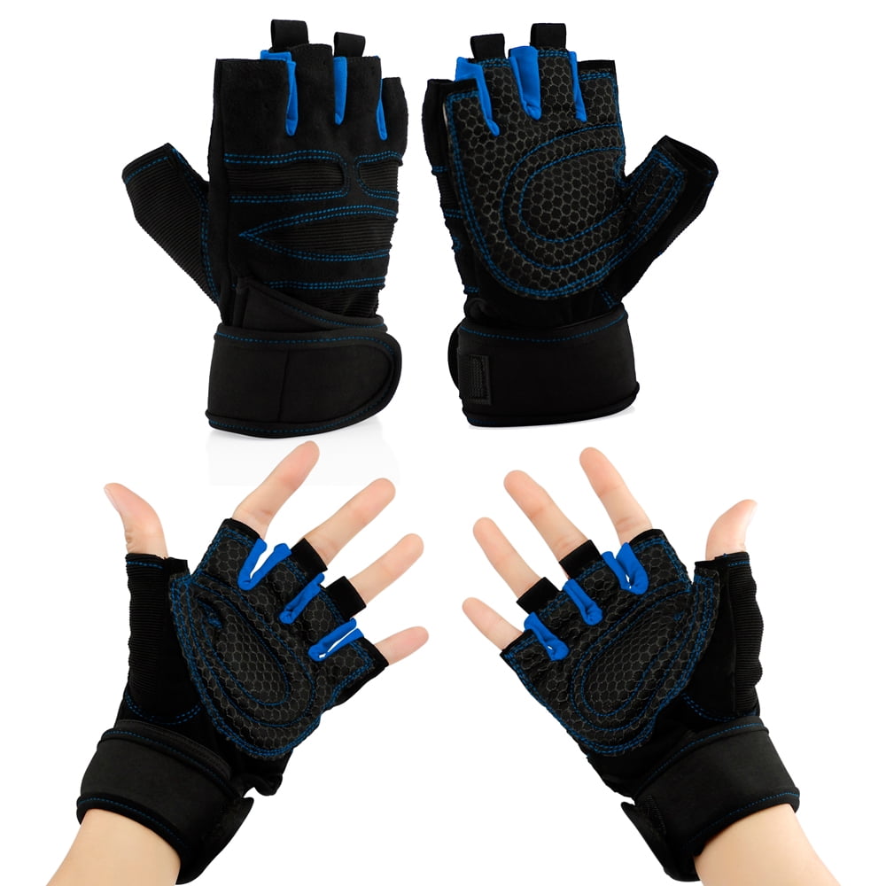 Pro Men Weight Lifting Gym Exercise Sport Fitness PU Leather Half Finger Gloves