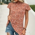 thumbnail image 6 of Summer Saving Wycnly Womens Tops Dressy Casual Beach Fashion Bohemian Ruffle Sleeve Lightweight Tunic Shirts Summer Short Sleeve Round Neck Tops Floral Print Blouse Red m, 6 of 7
