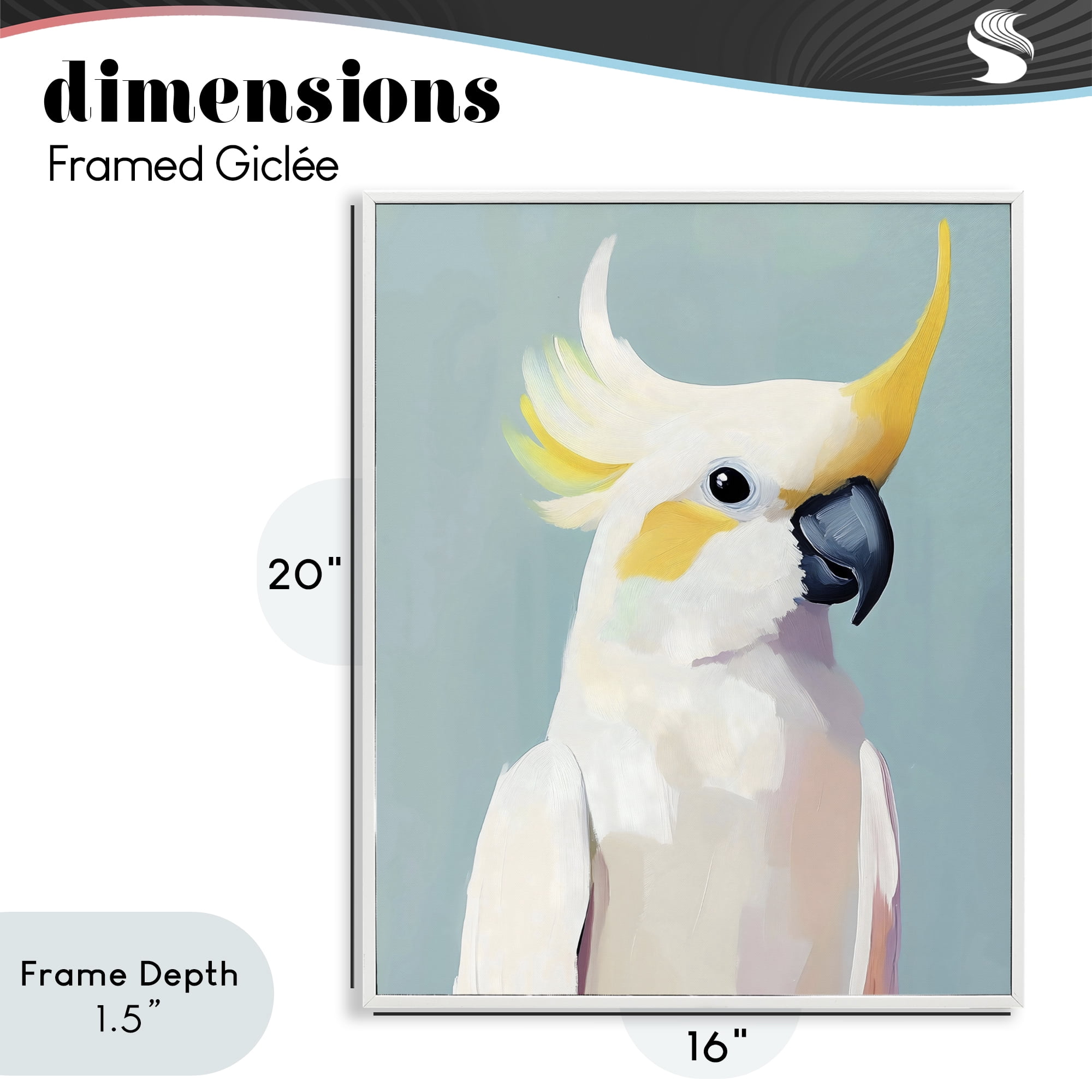 Stupell Industries Yellow Crested Cockatoo White Framed Giclee Art, design by The Prints Vibe
