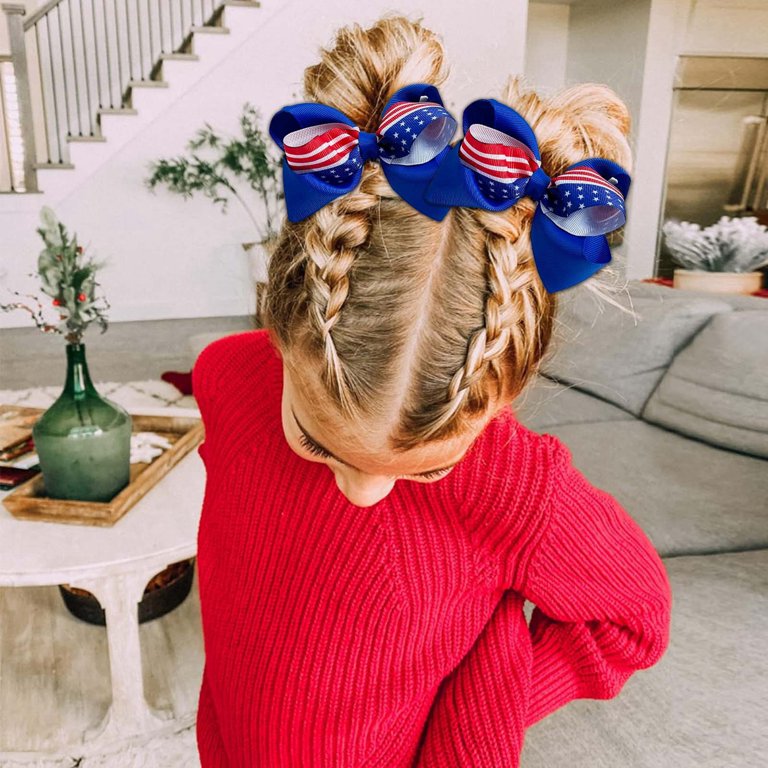 Baby Sweetie Patriotic Hair Bow Clips 4th of July Bow Hair  display picture 3