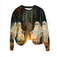 thumbnail image 4 of Jsaierl Halloween Sweatshirts Women Plus Size Pumpkin Ghost Graphic Sweatshirt Stretch Crewneck T-shirt Long Sleeve Dressy Casual Pullover Tops Halloween Gifts, 4 of 4