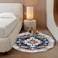 thumbnail image 2 of Round Rugs 7Ft, Boho Blue Burnt Orange Round Area Rug Washable Indoor Throw Carpet, Ethnic Geometric Southwestern Large Non Slip Circle Rug for Dining Room Playroom Home Decor Aesthetic, 2 of 8