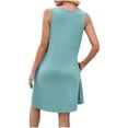 thumbnail image 4 of ATOYSOY Women's Keyhole Neck Mini Loose Dress Beach Sundress Retro Solid Color Sleeveless Elegant Casual Relaxed Trendy Workout Dress for Girls Green XL, 4 of 4