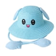 thumbnail image 2 of Sombrero de paja con orejas de moda con orejas que se mueven y saltan, gorras de pescador de protección para Azul, 2 of 9