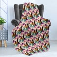 thumbnail image 4 of Dog Lover Soft Flannel Fleece Blanket, Colorful Crystals Pattern Triangles Sixties Inspired Psychedelic Boston Terrier, Cozy Plush for Indoor and Outdoor Use, 50" x 70", Multicolor, by Ambesonne, 4 of 5