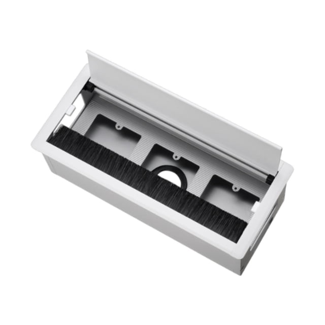 Organizador de cables con pasacables para escritorio, caja de enhebrado multifuncional, gestión eficiente de cables Blanco