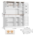 thumbnail image 4 of Homfa 72.8" Tall Kitchen Pantry Cabinet with LED & Charging Station, Modern Storage Cabinet with Drawers and Door Shelves, 8 Doors Freestanding Cupboard Buffet for Dining Room, White, 4 of 9